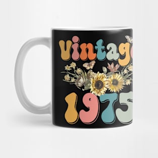 Vintage 1975 Sunflower Floral Retro Groovy 48th Birthday Mug